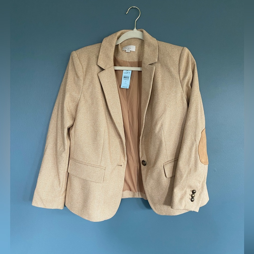 LOFT Beige Blazer with Elbow Patches